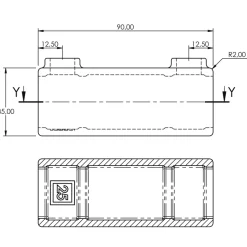 Fyrkantskoppling Rak Skarv