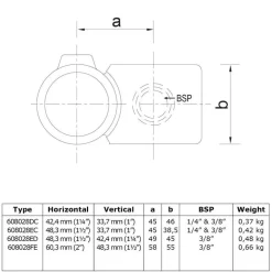 Rörkoppling 90gr utanpåliggande 60,3 & 48,3mm