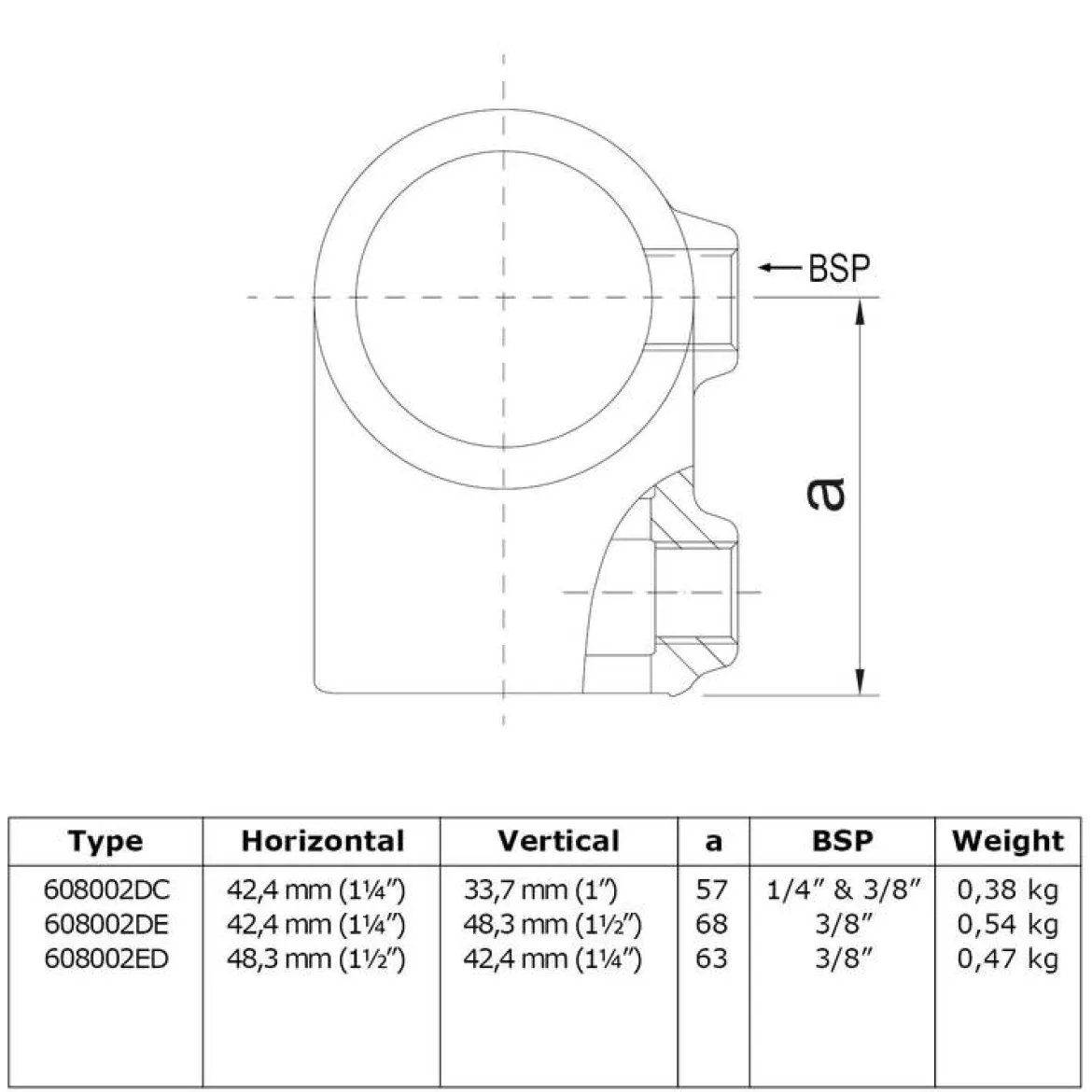 Rörkoppling rak 42,4-33,7mm