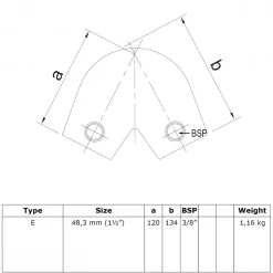 Rörkoppling vinkel 40 - 70 grader 48,3mm