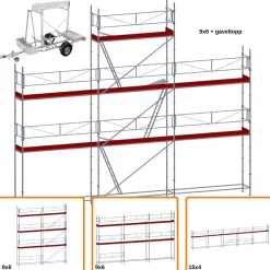 Ställningstrailer med 60m² Villapaket Modul ALU
